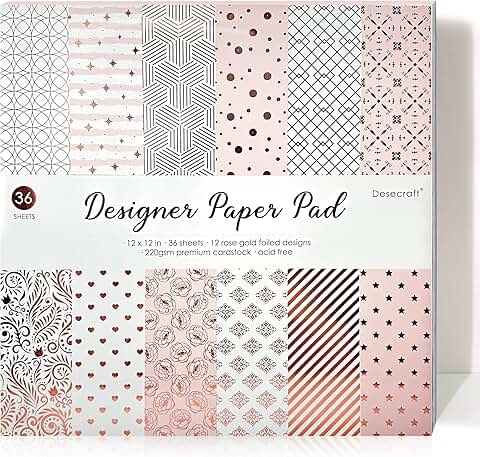 36 Sheets of 12x12 Rose Gold Decorative Cardstock