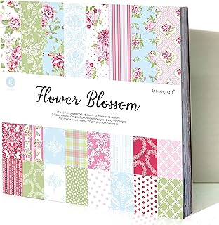 48 sheets of 12x12 decorative scrapbook paper with flower blossom design