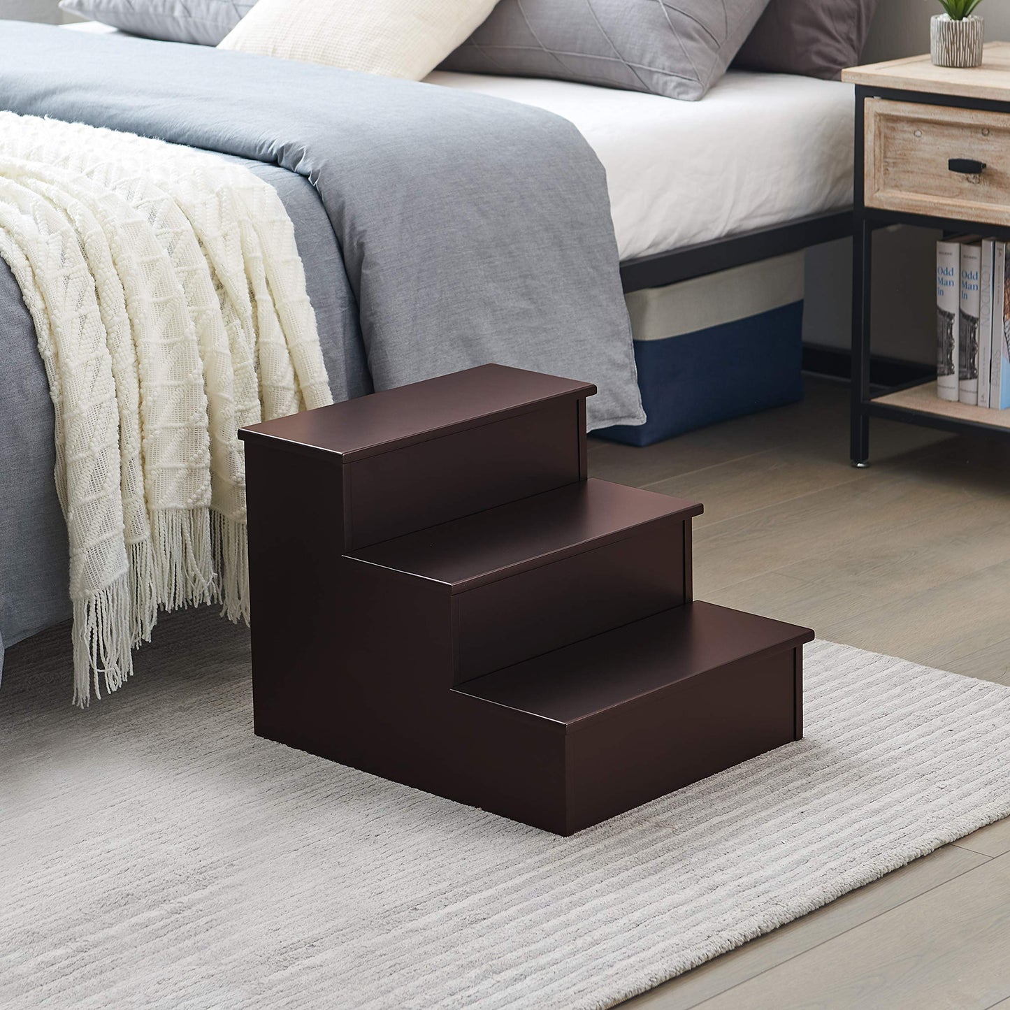 Darien 3 Step Wood Step Stool for Adults or Kids, Dog Stairs, Cherry