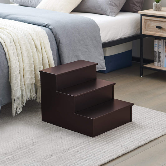 Darien 3 Step Wood Step Stool for Adults or Kids, Dog Stairs, Cherry
