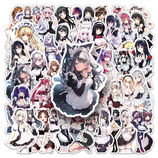 50 Pack Anime Maid Stickers for Water Bottles and Devices