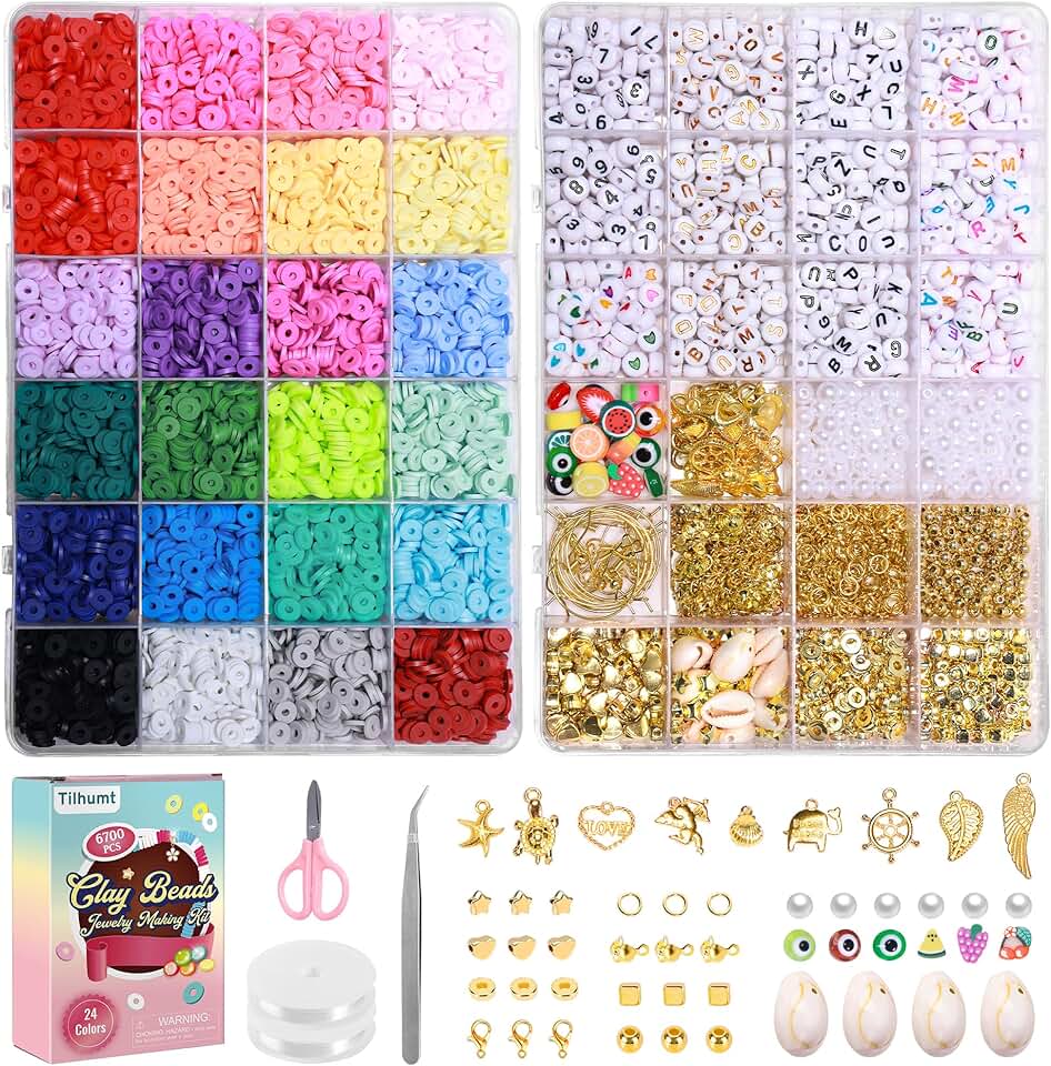 Clay Bead Bracelet Kit with 6700 Pieces in 24 Colors