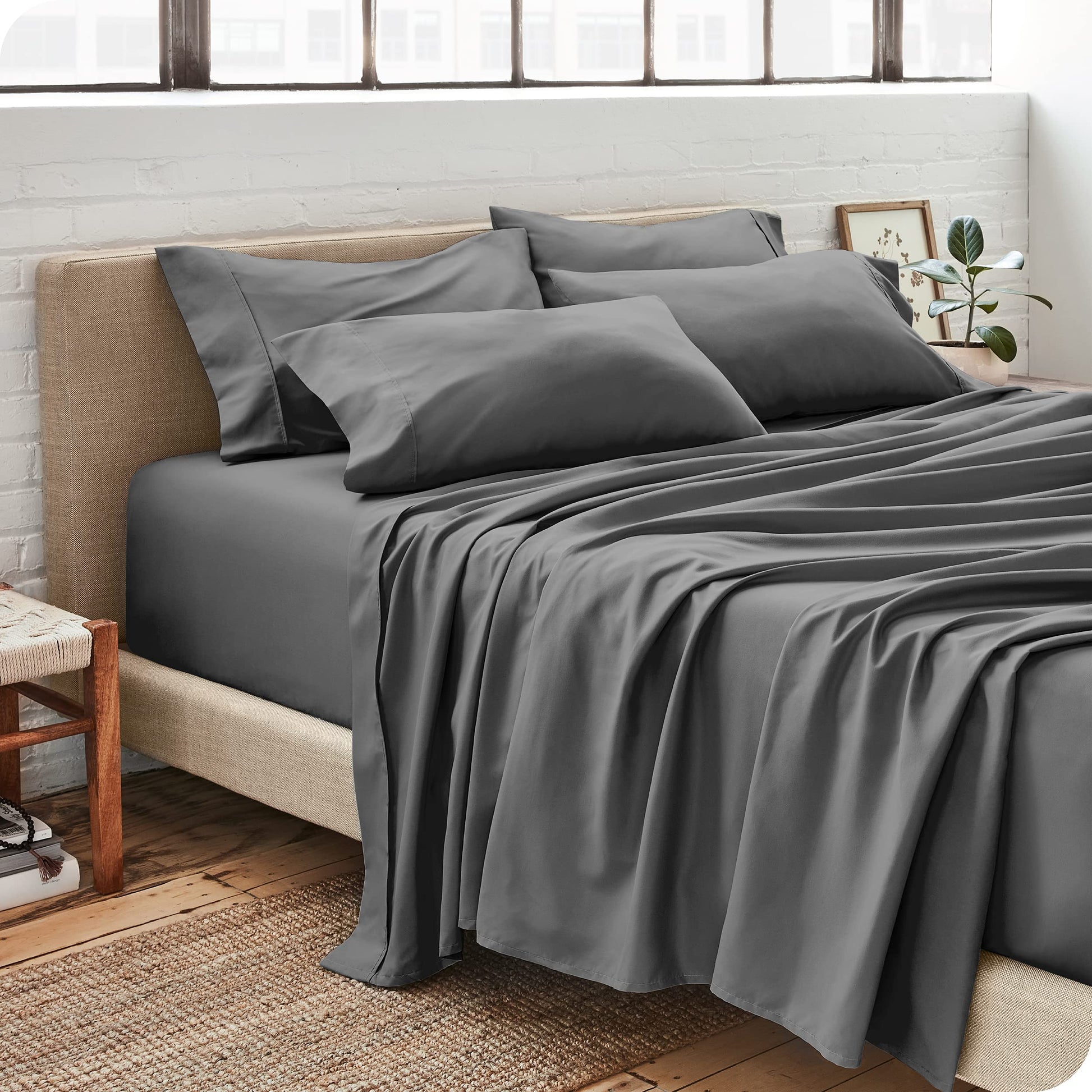 Queen Sheet Set  6 Piece Set  Hotel Bed Sheets  Ultra Soft  Deep Pockets  Easy Fit  Cooling  Breathable Sheets  Wrinkle Resistant  Cozy  Grey  Queen Sheets  6 PC