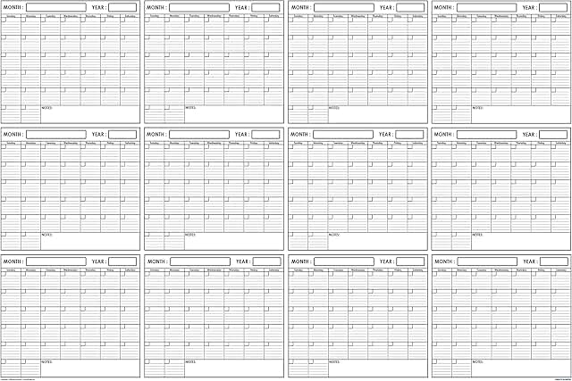 Large 36x48 Erasable Yearly Wall Calendar Poster