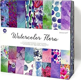 48 Sheets of 12x12 Watercolor Floral Scrapbook Paper