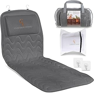 Full Body Bath Pillow with Headrest and Hanging Hooks