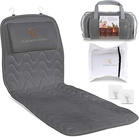 Full Body Bath Pillow with Headrest and Hanging Hooks