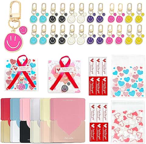 120 Smiley Face Keychains with Heart Greeting Cards