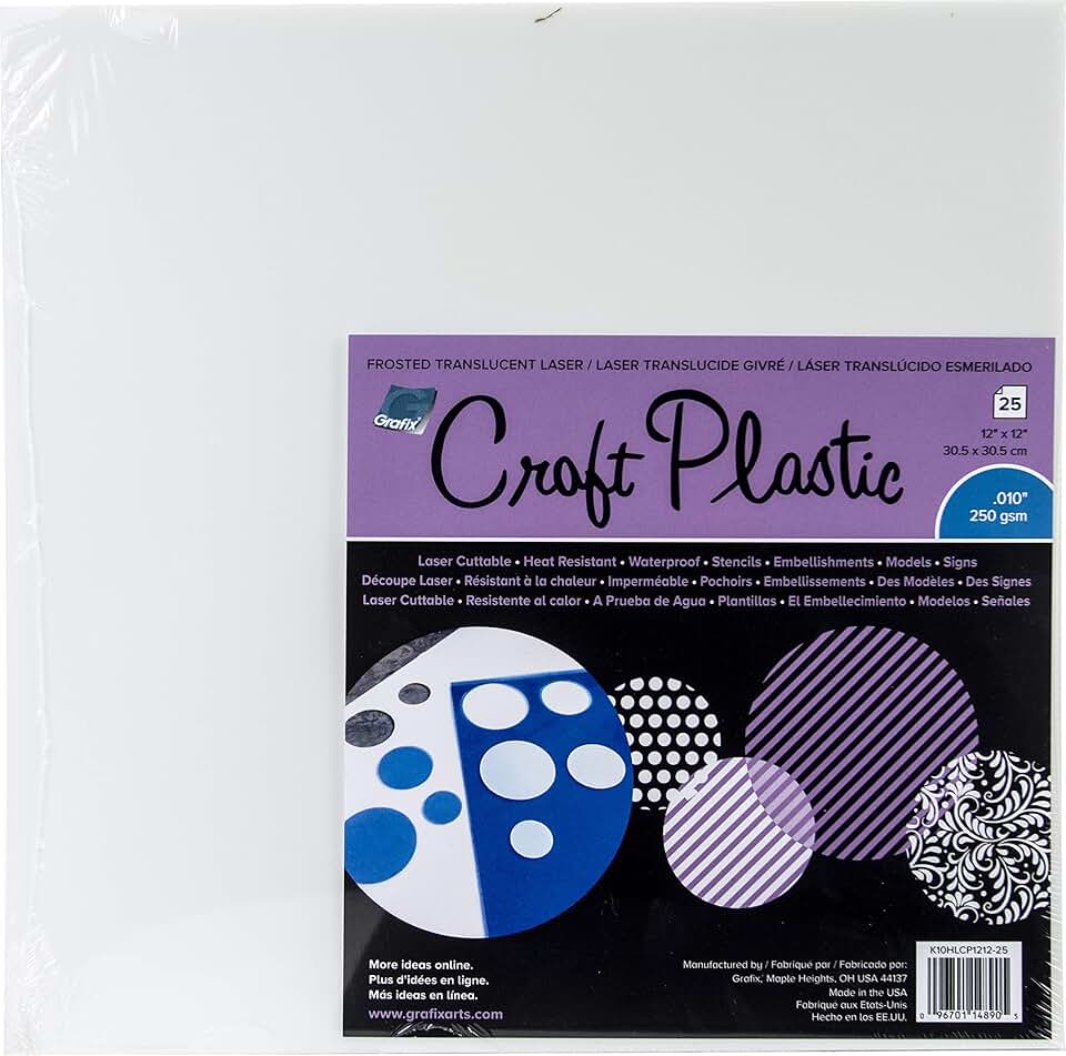 Frosted Craft Plastic Sheets, 12"x12", 25 Pack