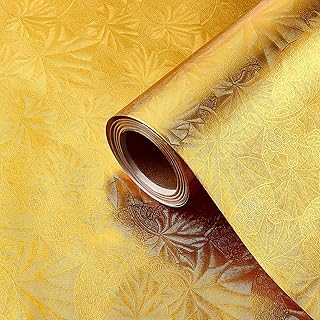 Embossed Floral Metallic Foil Wrapping Paper, 15.7 Inch, Gold