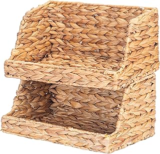 Water Hyacinth Storage Baskets, Medium Open-Front, 2 Pack