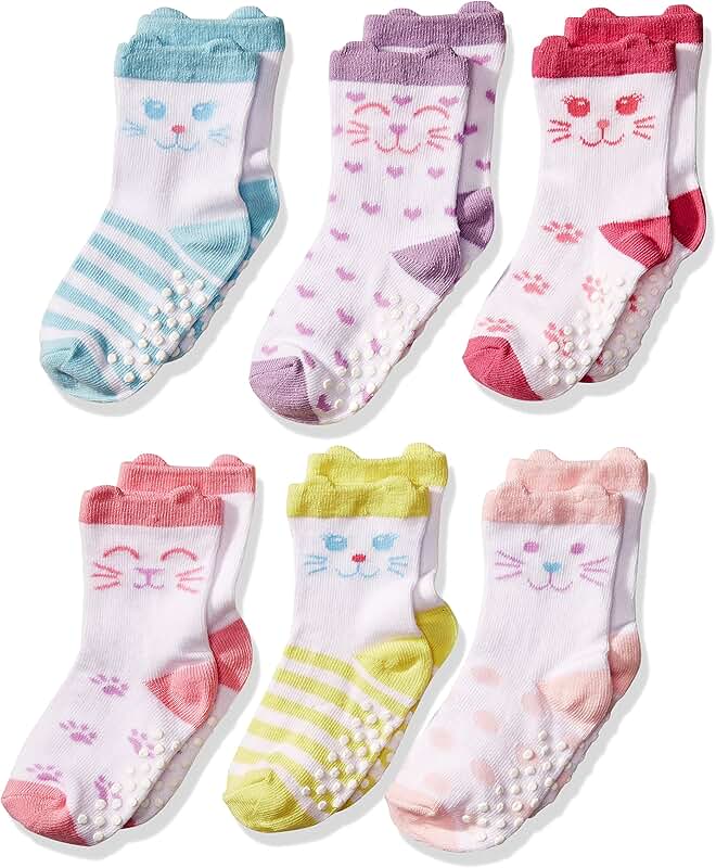 Six pairs of non-slip cat socks