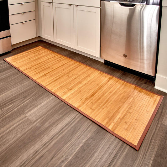 Bamboo Non-Skid Water-Resistant Floor Mat, The Formbu  24" x 72, Natural Tan