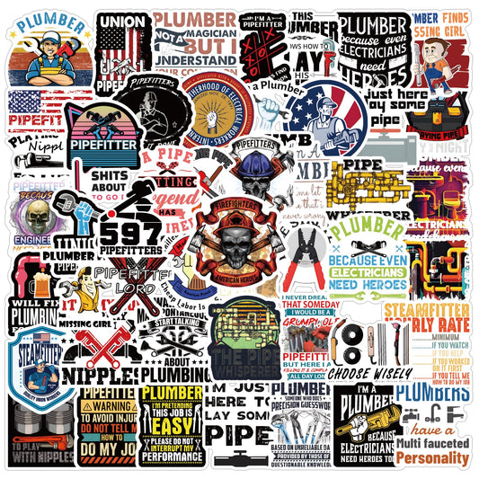 54 Waterproof Pipefitter Stickers for Water Bottles and More