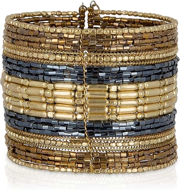 Adjustable Beaded Cuff Bracelets for Women