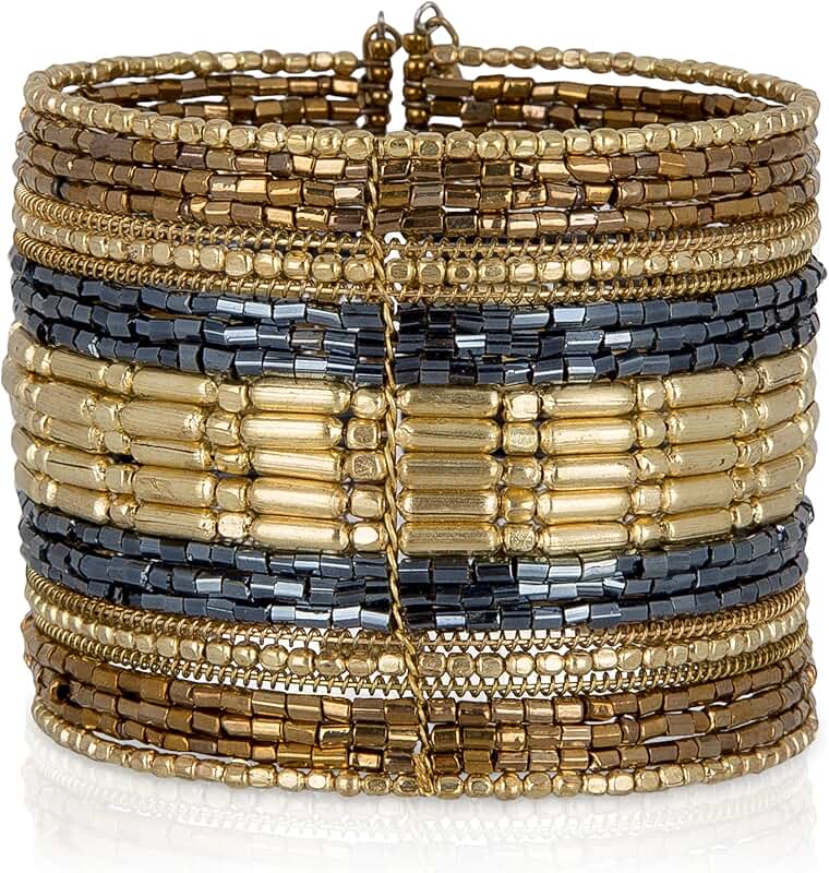Adjustable Beaded Cuff Bracelets for Women