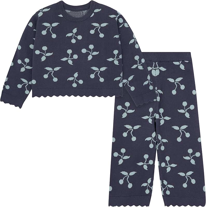 Girls' Baby and Toddler Blue Fruit Sweater Set