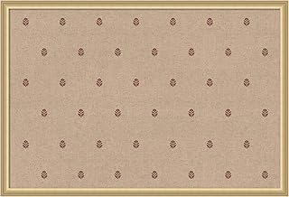 Red botanical fabric pinboard with gold frame