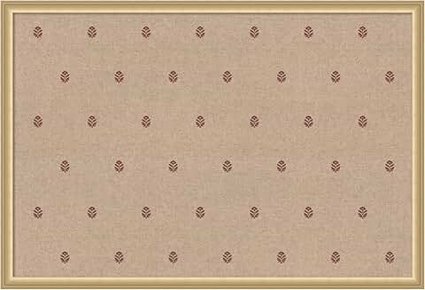 Red botanical fabric pinboard with gold frame