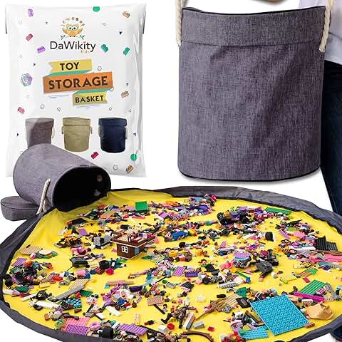 Collapsible Toy Storage Basket and Play Mat