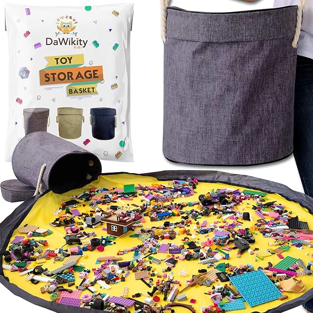 Collapsible Toy Storage Basket and Play Mat