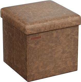 15-Inch Storage Ottoman with Footstool in Coffee Brown