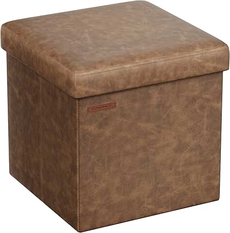 15-Inch Storage Ottoman with Footstool in Coffee Brown