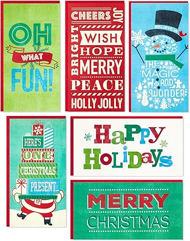 Colorful Christmas Gift Card Holders Set, 36 Pieces