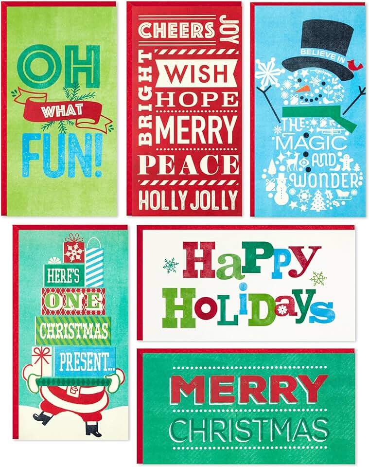 Colorful Christmas Gift Card Holders Set, 36 Pieces