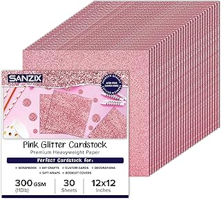 Pink Glitter Cardstock Paper, 12x12", 110lb, 30 Sheets