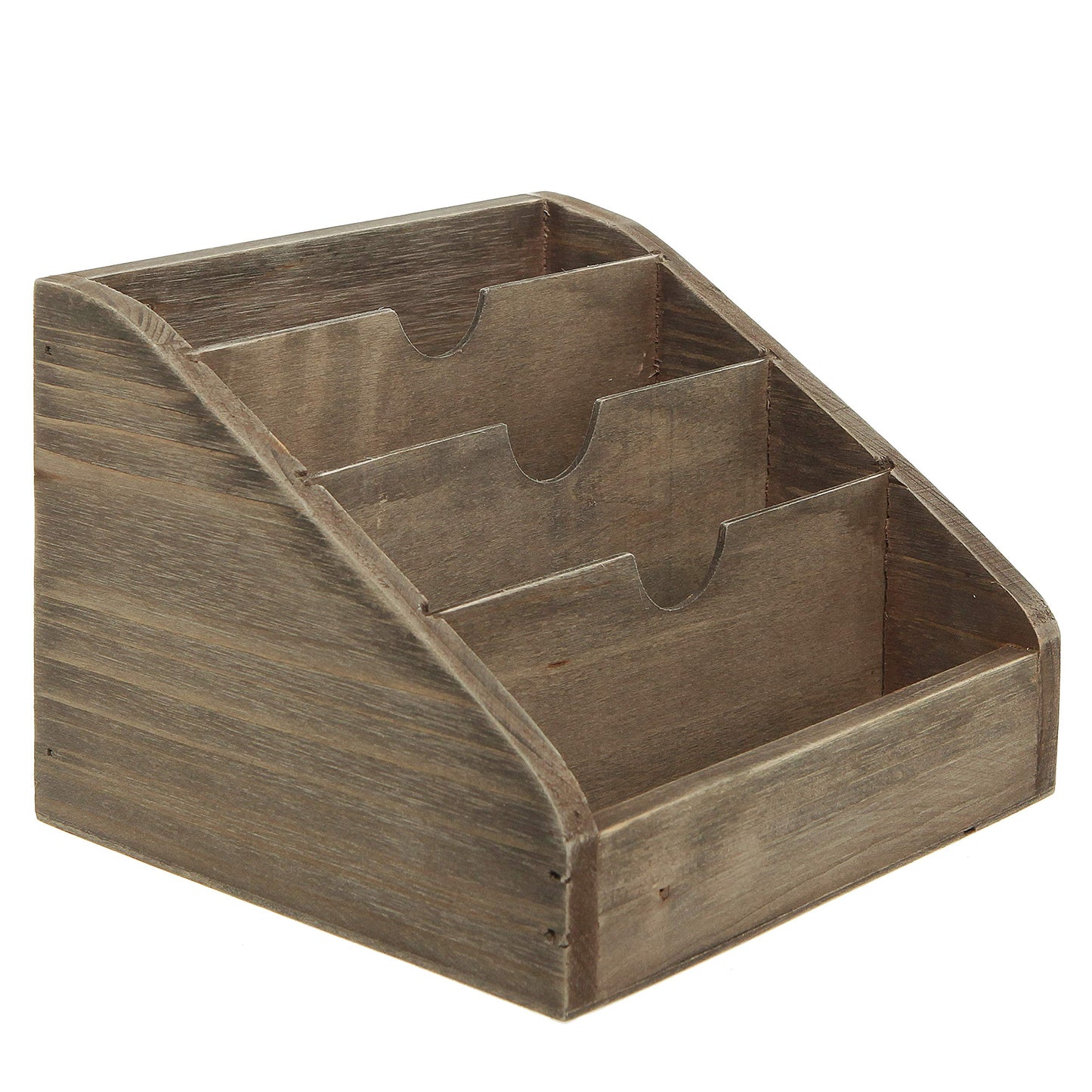 Vintage Dark Brown Wood Mail Sorter with Four Compartments