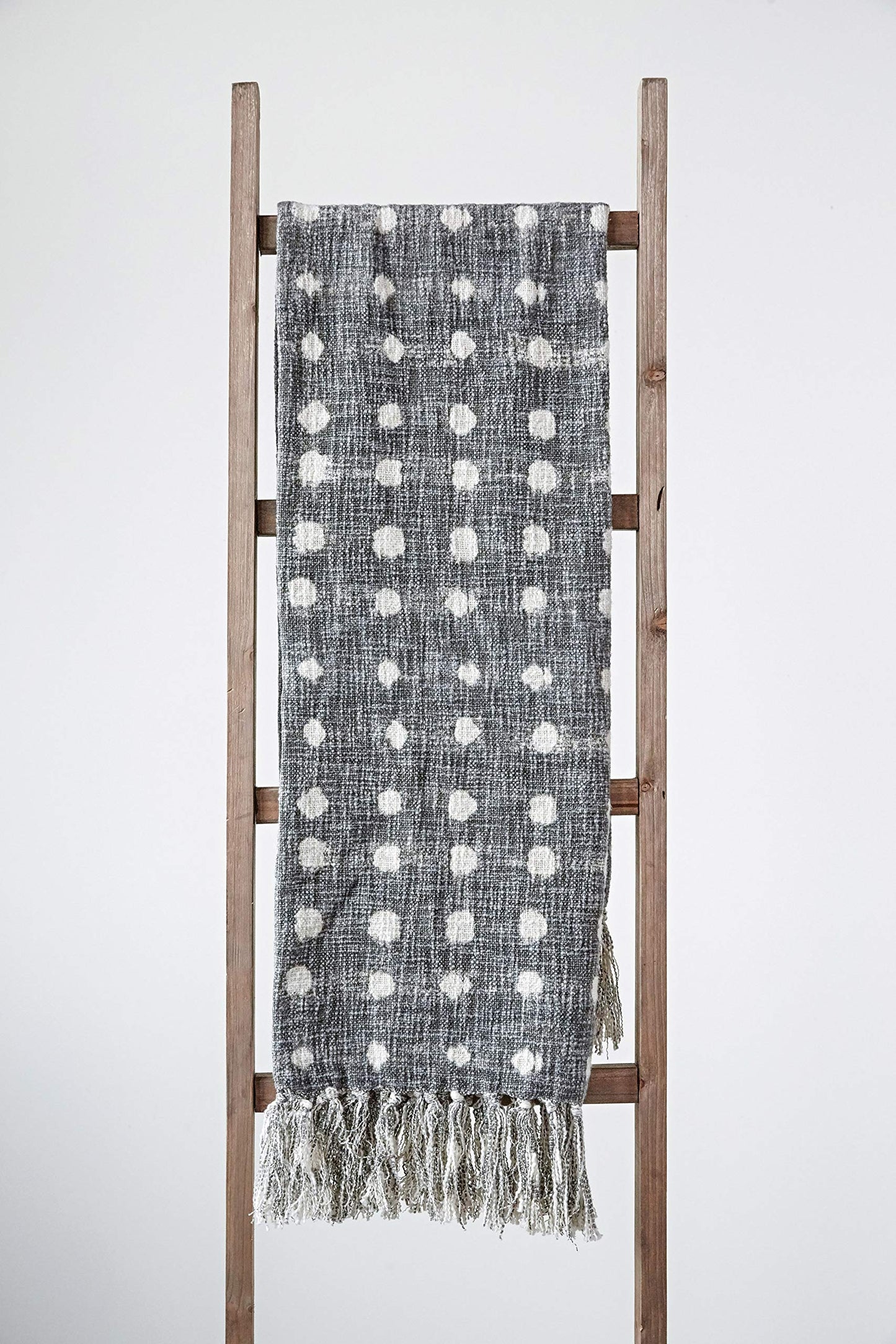 Charcoal Throw with White Polka Dots  Tels