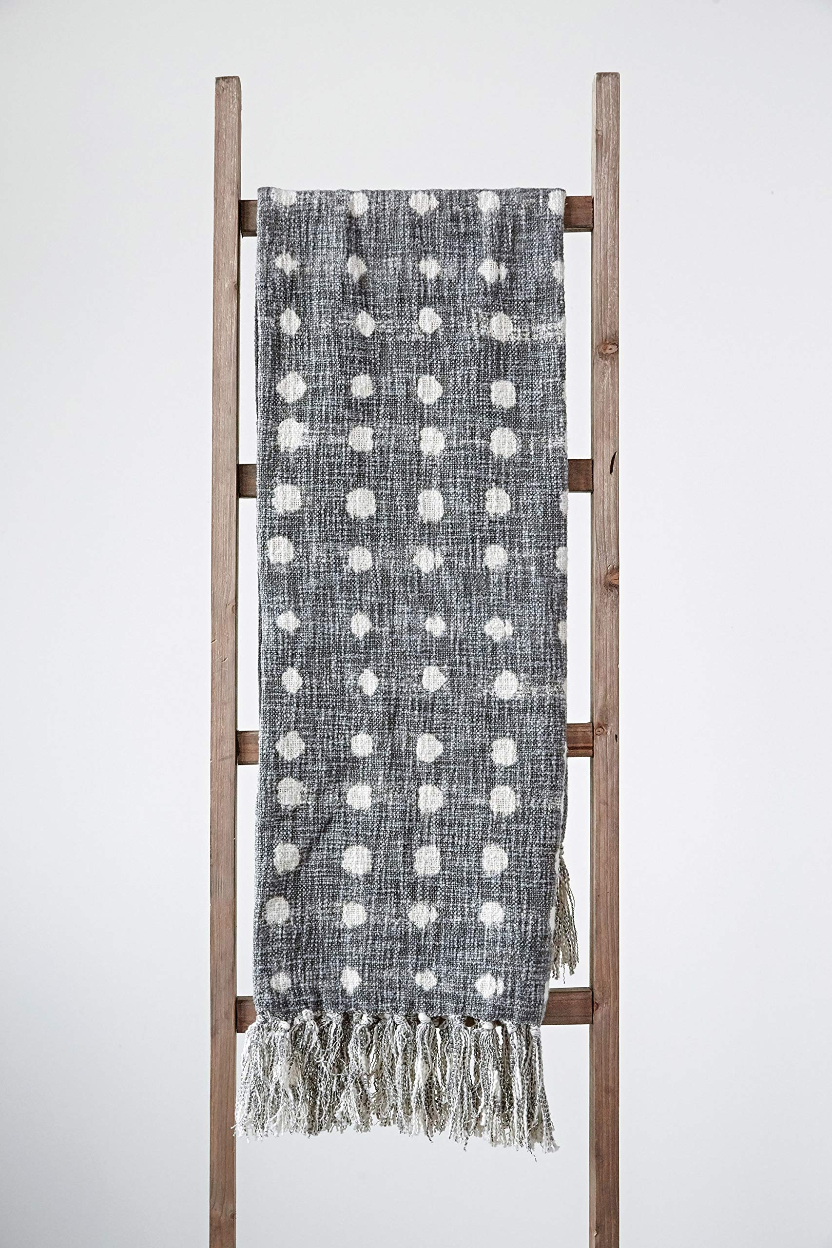 Charcoal Throw with White Polka Dots  Tels