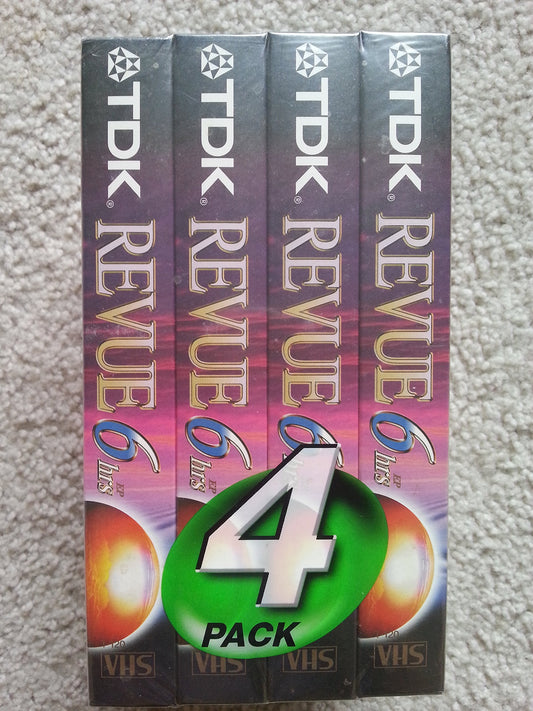 Revue Standard Grade VHS Tapes 6 Hours 4 Pack