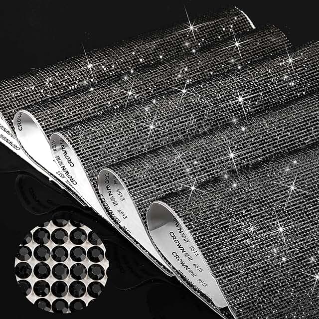 60000 Self-Adhesive Black Crystal Rhinestones Sheets