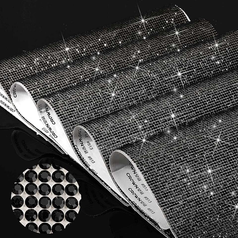 60000 Self-Adhesive Black Crystal Rhinestones Sheets