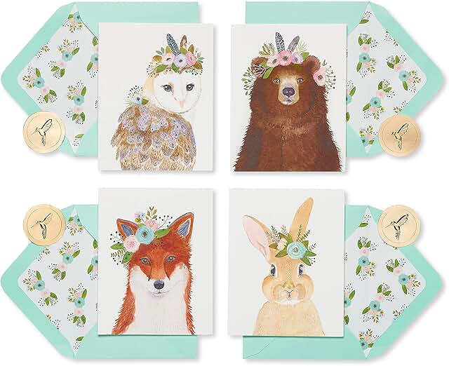 Woodland Animal Blank Cards with Envelopes, 20 Count