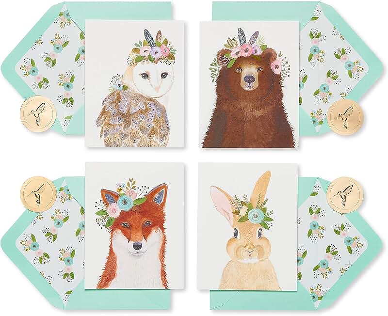 Woodland Animal Blank Cards with Envelopes, 20 Count