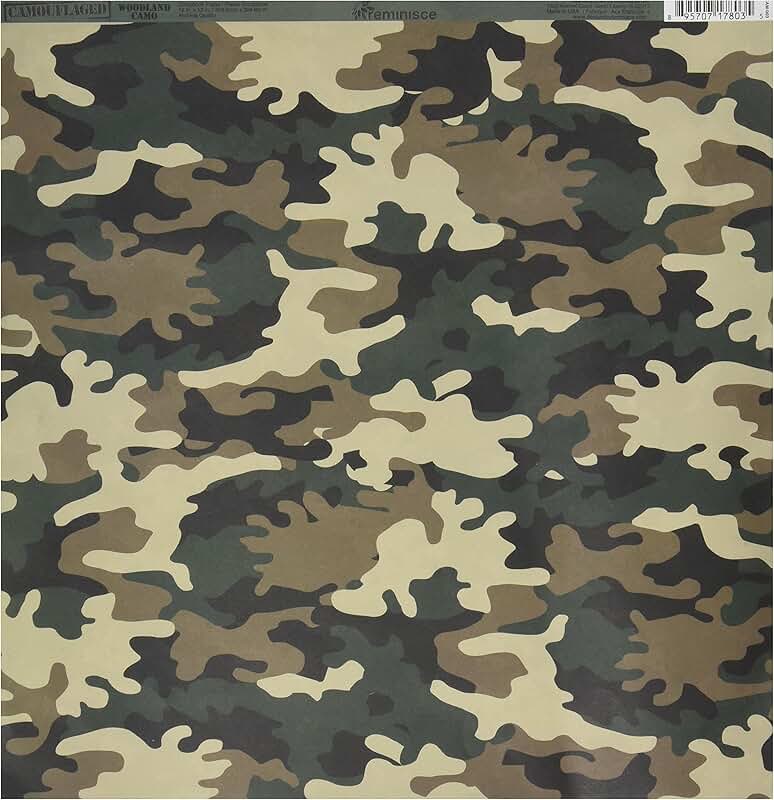 Woodland Camo Double-Sided Scrapbook Paper, 12x12 inches, 25 sheets