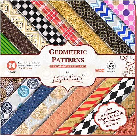 Geometric Pattern Scrapbook Paper Pack, 12x12 inches, 24 sheets