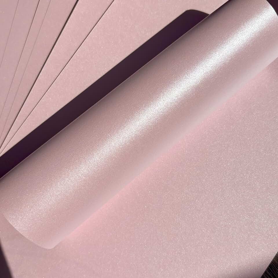 Pink Pearlescent Shimmer Cardstock, 50 Sheets, A4