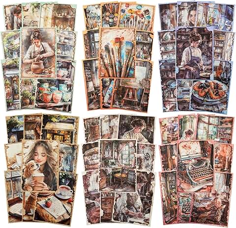 Vintage-themed scrapbook paper for journaling and collage
