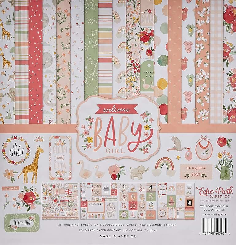 Welcome Baby Girl Collection Kit, 12x12 Paper