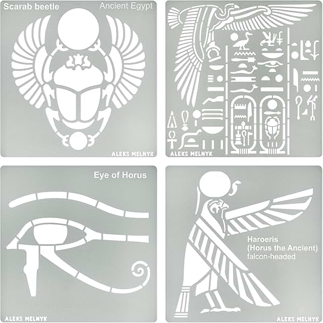 Small Egyptian Hieroglyphics Metal Stencils for Crafting