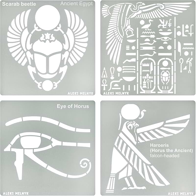 Small Egyptian Hieroglyphics Metal Stencils for Crafting