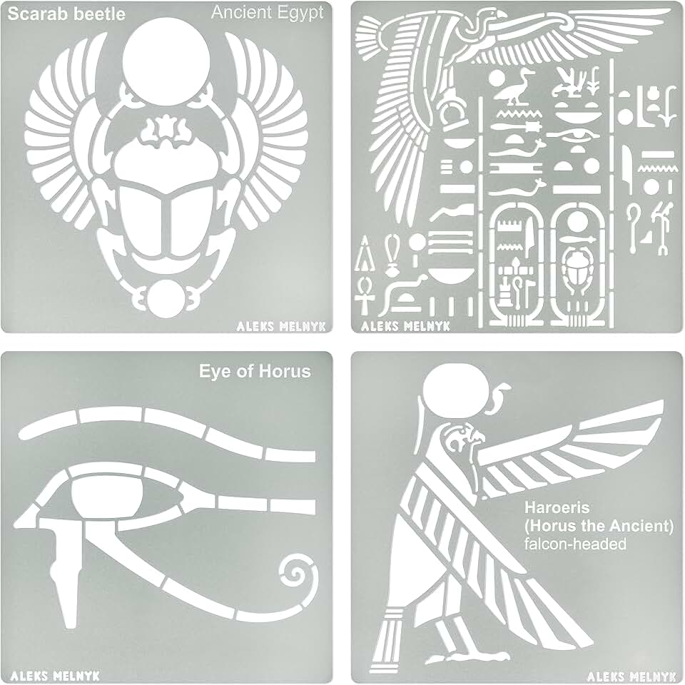 Small Egyptian Hieroglyphics Metal Stencils for Crafting