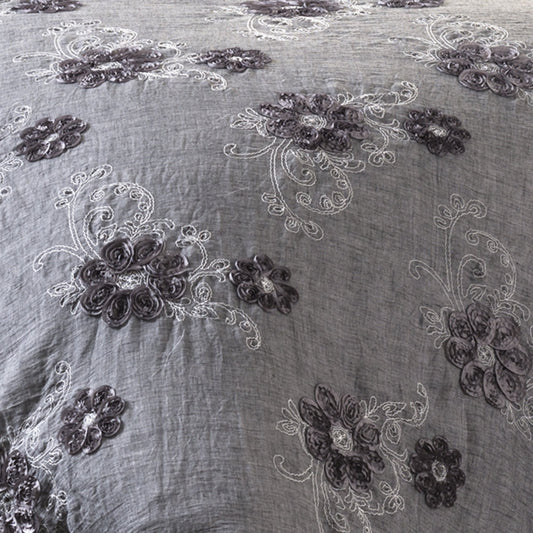 Sara 3-Piece Comforter Set, King, Gray