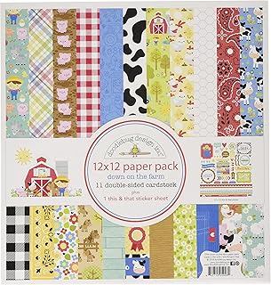 Double-Sided Farm-Themed Paper Pack, 12x12 Inches