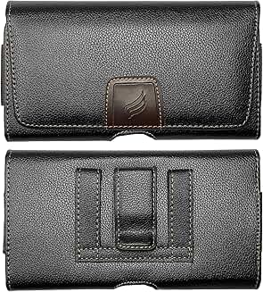Leather cellphone holster for iPhone, Galaxy, Nokia, TCL, and more