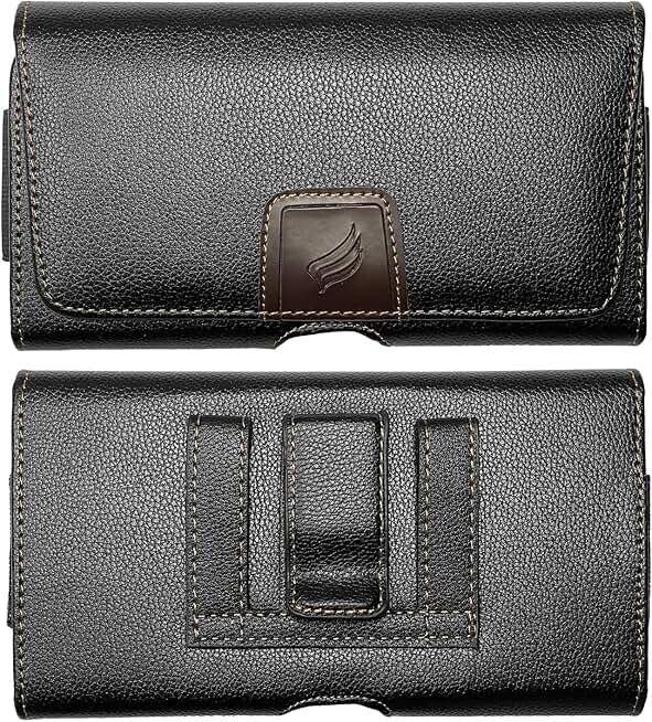 Leather cellphone holster for iPhone, Galaxy, Nokia, TCL, and more